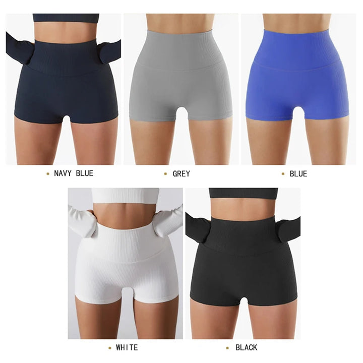 Shorts Feminino Yoga Canelado Sem Costura