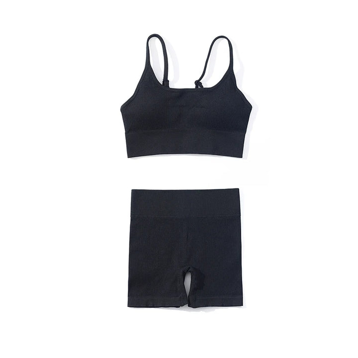 Shorts Feminino Yoga Canelado Sem Costura