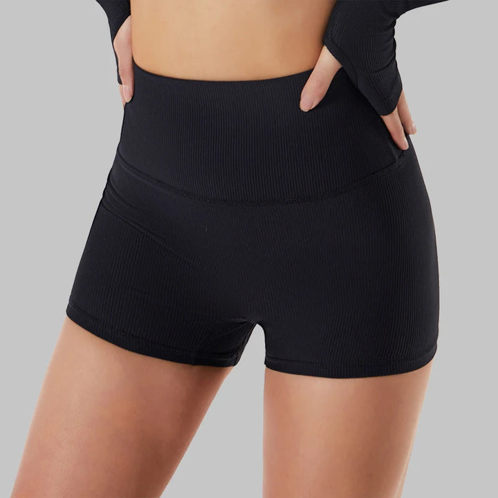 Shorts Feminino Yoga Canelado Sem Costura
