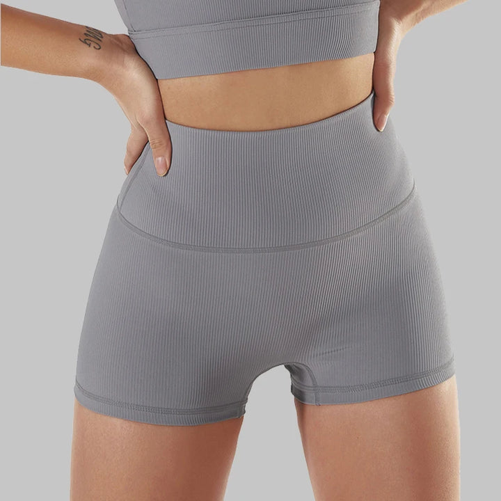 Shorts Feminino Yoga Canelado Sem Costura