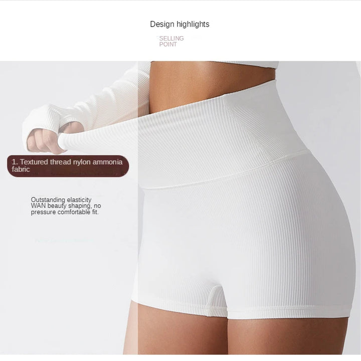 Shorts Feminino Yoga Canelado Sem Costura