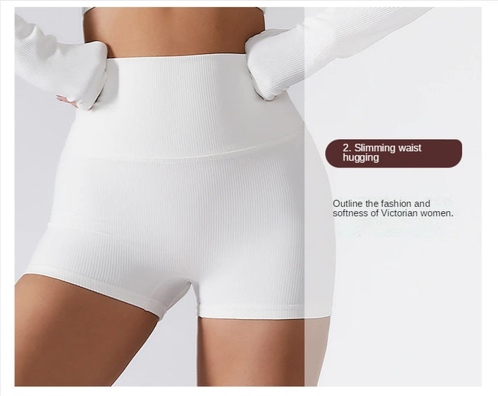Shorts Feminino Yoga Canelado Sem Costura